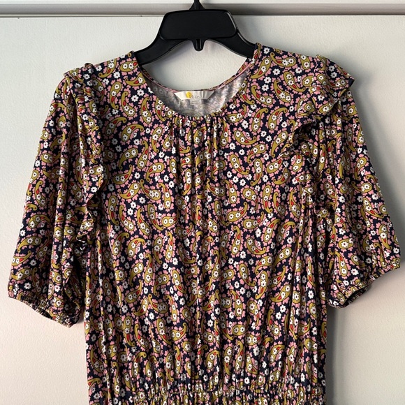 BODEN Paisley Print Ruffle Jersey Midi‎ Dress Citronelle Multi 12 - Picture 3 of 6